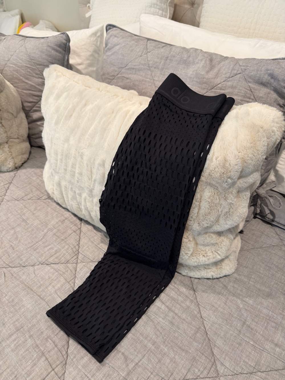 ALO Yoga Black Perforated High-Waist Capris